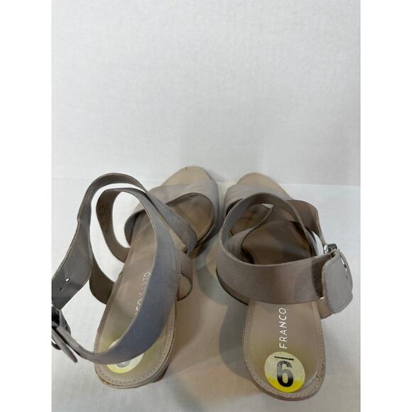 Franco Sarto Size 9 Gray Silver Leather Wedge Dania Strap Sandals Beach Vacation - Picture 10 of 14